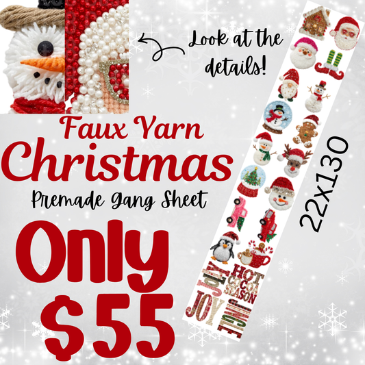 22x130 Faux Yarn Christmas Premade DTF