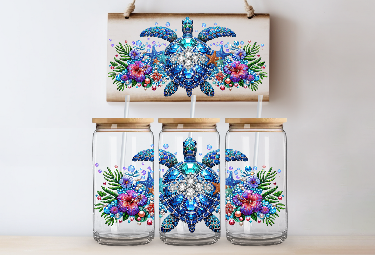 UVDTF 16oz CUP WRAP -Ocean Jewel Sea Turtle