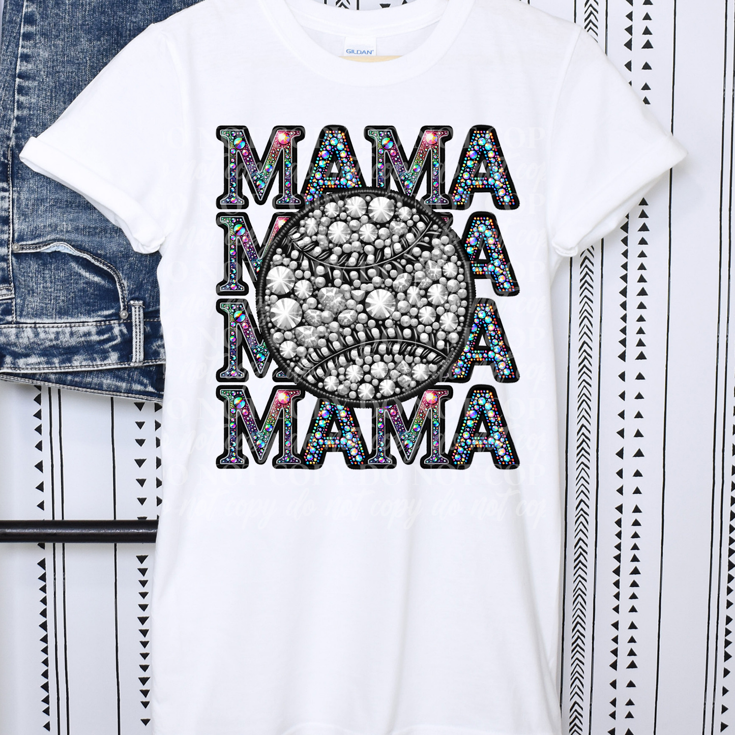 Mama Stack Colorful Rhinestone- Baseball