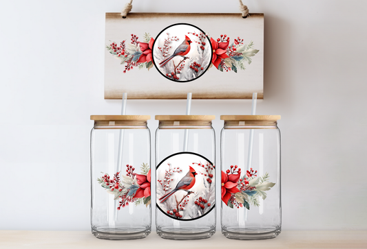 UVDTF 16oz CUP WRAP -Winter Cardinal Bloom