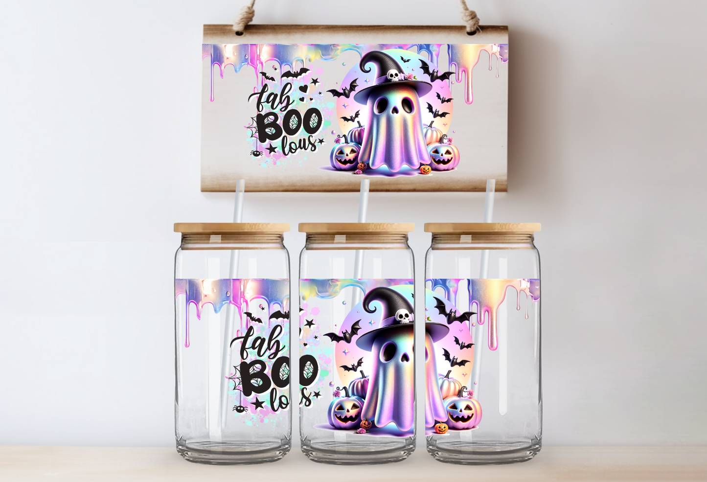 UVDTF 16oz CUP WRAP -Fab-BOO-lous Ghost Halloween