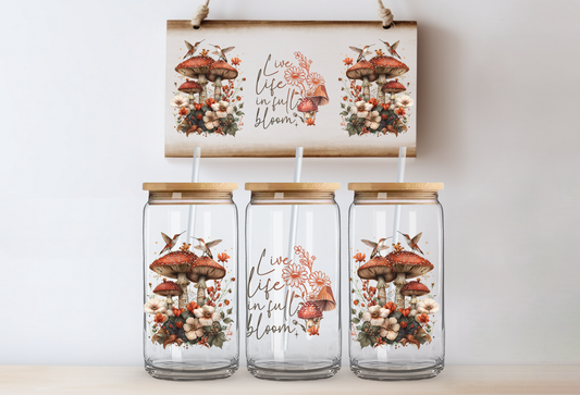 UVDTF 16oz CUP WRAP -Vintage Cottage Bloom Mushroom