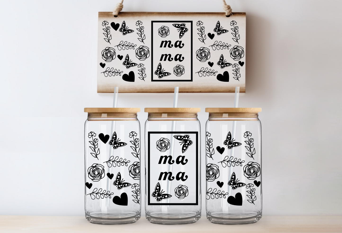 UVDTF 16oz CUP WRAP -Mama Floral Sketch
