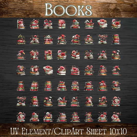 UVDTF 10x10 Element/Clipart Sheet - Books
