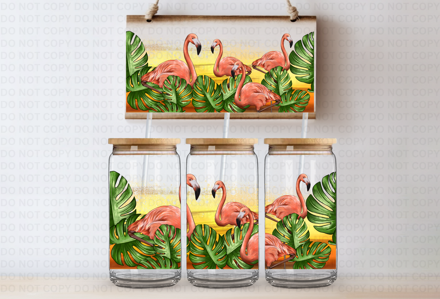 UVDTF 16oz CUP WRAP -Flamingos