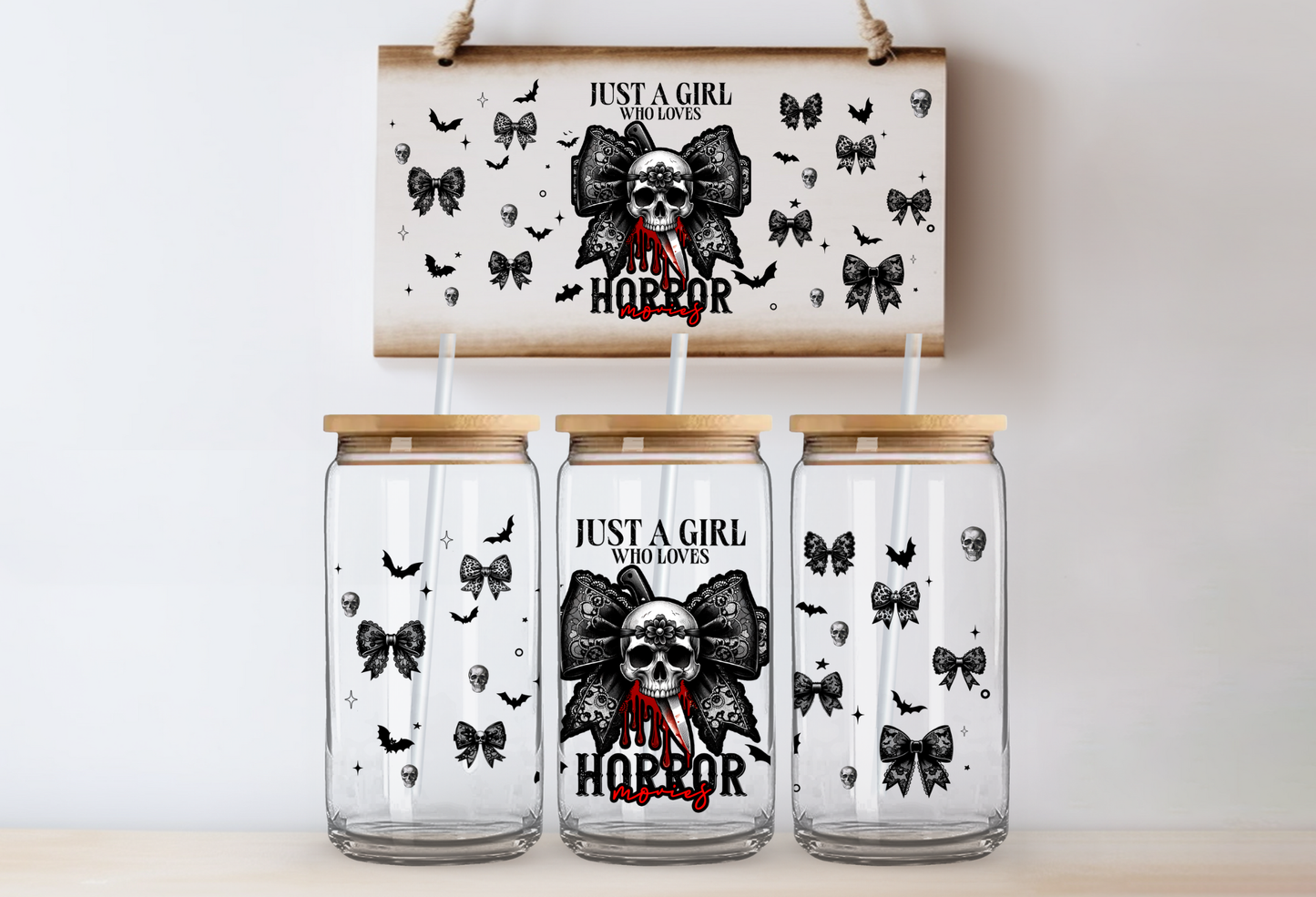 UVDTF 16oz CUP WRAP -Just a Girl Who Loves Horror