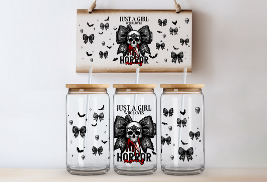 UVDTF 16oz CUP WRAP -Just a Girl Who Loves Horror