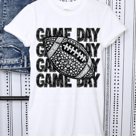 Game Day Stack Black Glitter Football