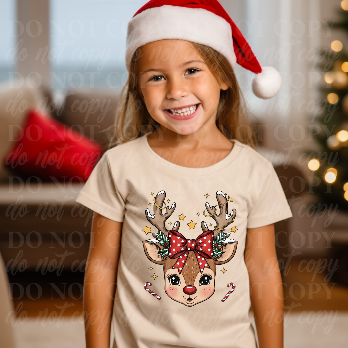 Reindeer with Polkadot Bow-red