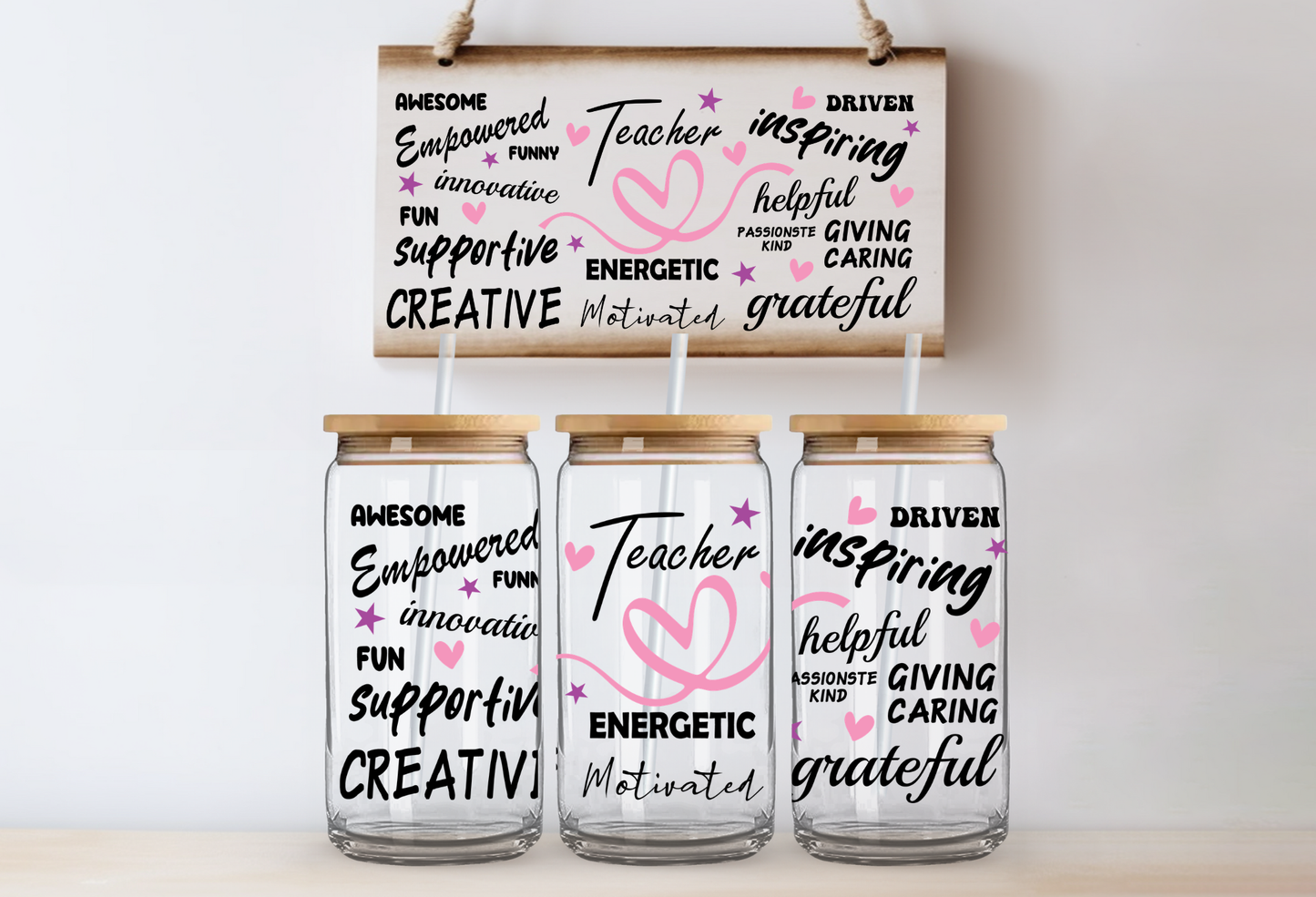 UVDTF 16oz CUP WRAP - Teacher Traits