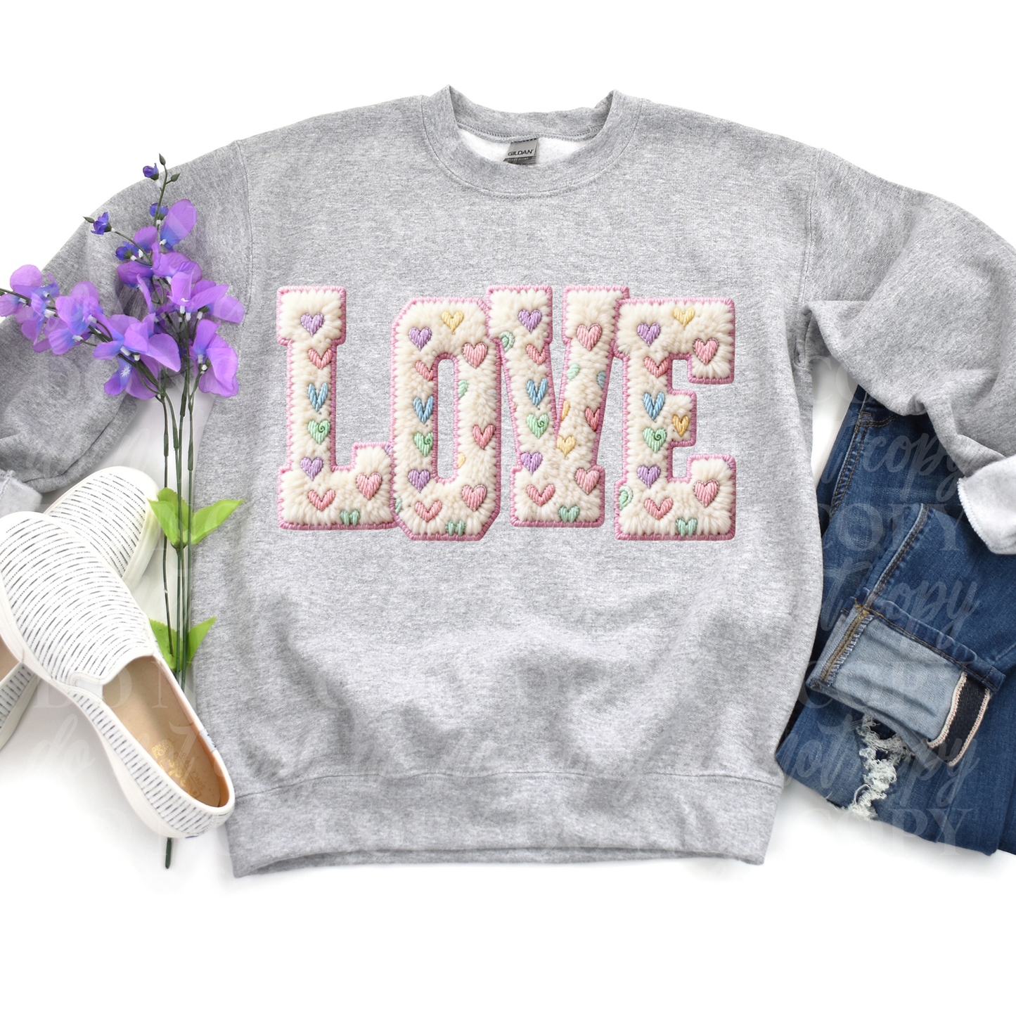 LOVE-white with Hearts