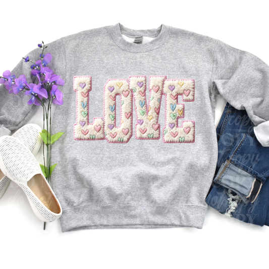 LOVE-white with Hearts