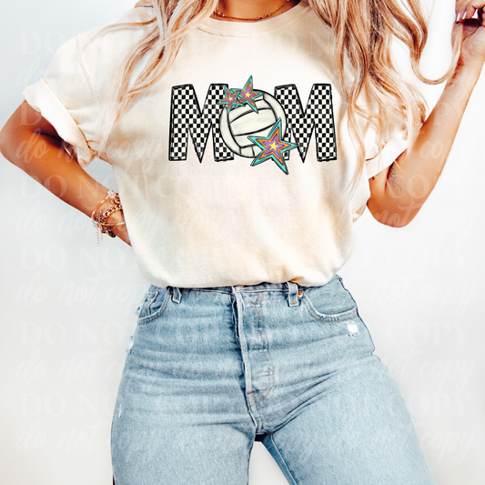 Volleyball Mom- checkered