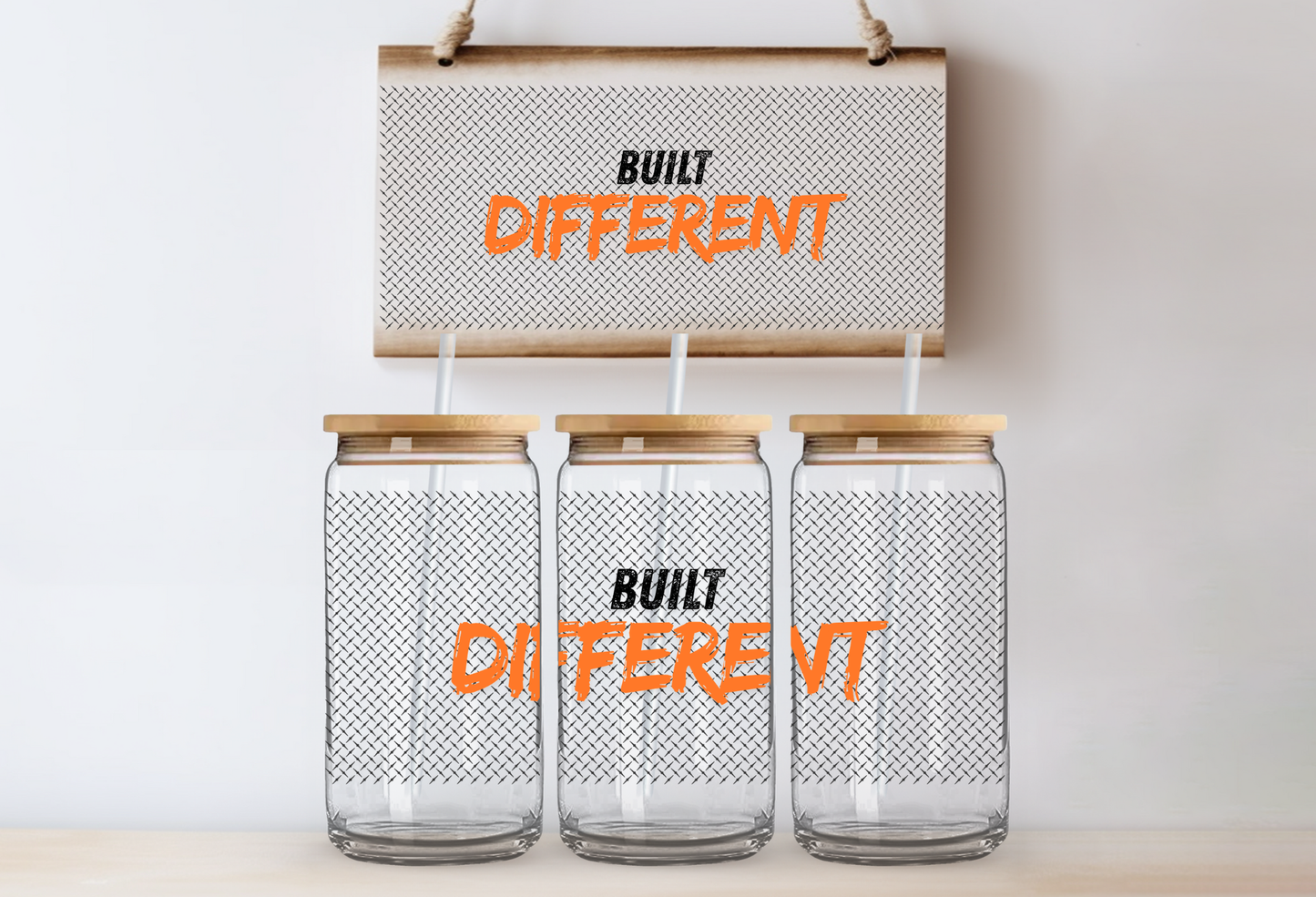 UVDTF 16oz CUP WRAP -Built Different Grunge