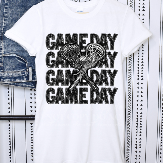 Game Day Stack Black Glitter- Lacrosse