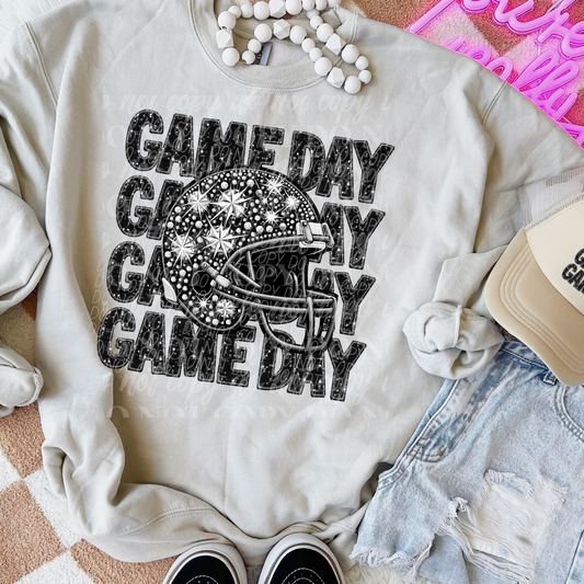 Game Day Stack Black Glitter- Helmet