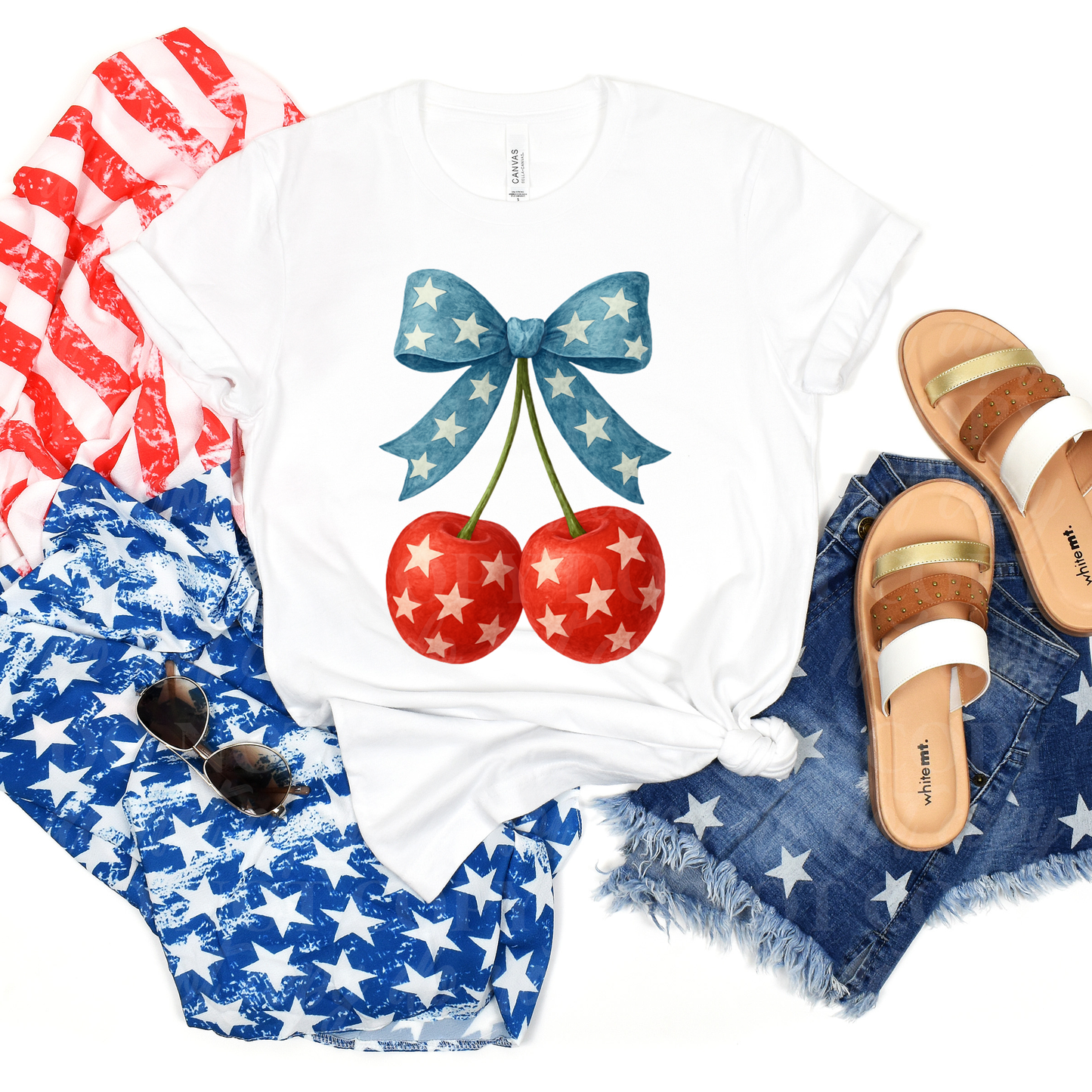 Blue Bows Red Cheries