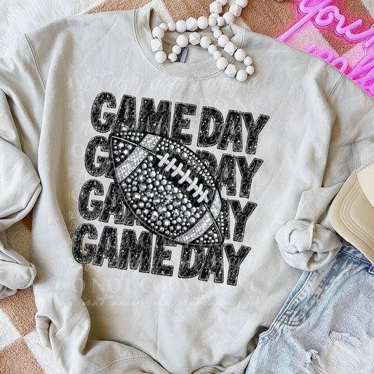 Game Day Stack Black Glitter-Football