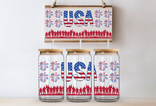 UVDTF 16oz CUP WRAP -USA Firework Soldier