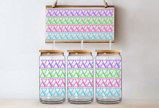 UVDTF 16oz CUP WRAP -Neon Geo Line Pattern