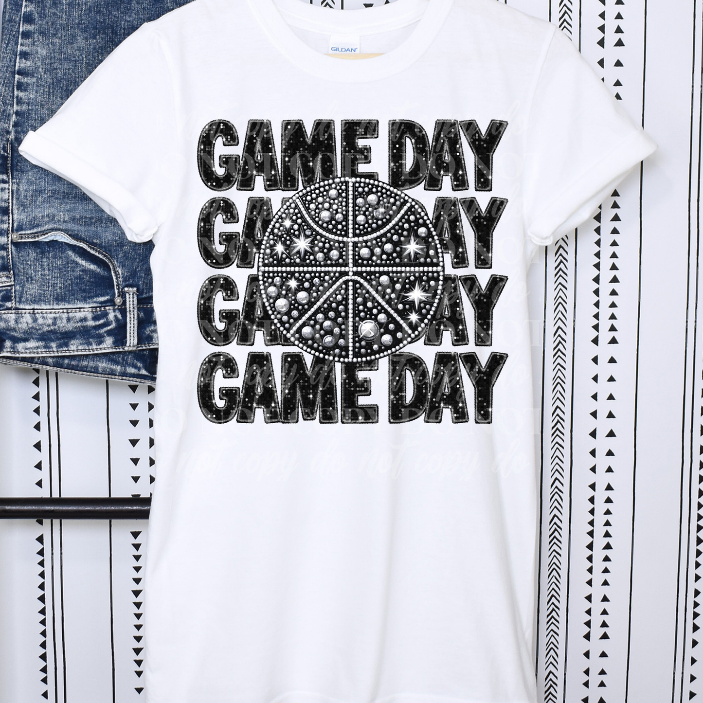 Game Day Stack Black Glitter- Basketball