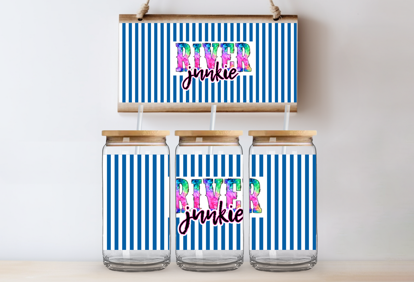UVDTF 16oz CUP WRAP -River Junkie Striped