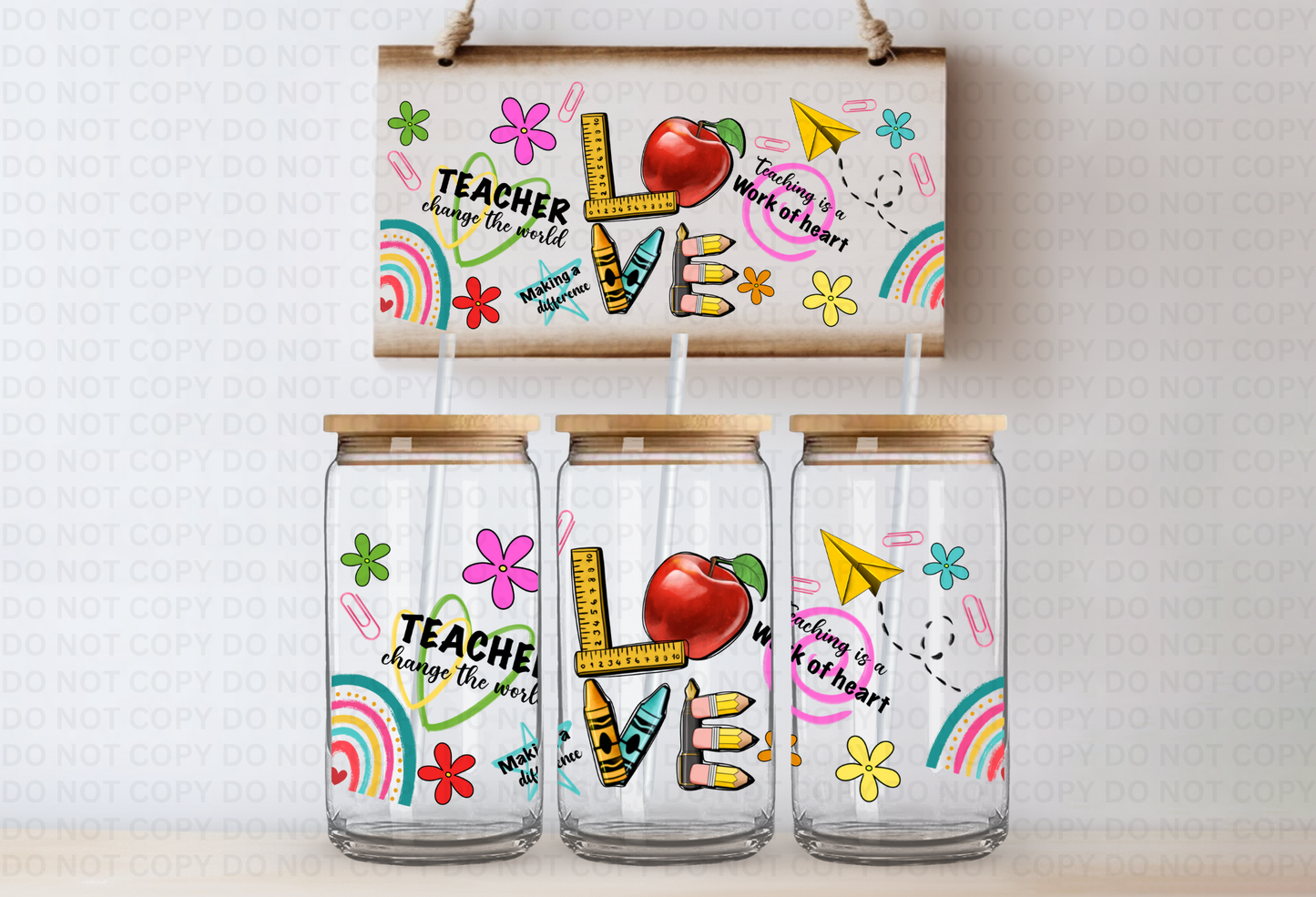 Teacher Love UVDTF 16oz CUP WRAP