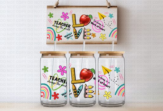 Teacher Love UVDTF 16oz CUP WRAP