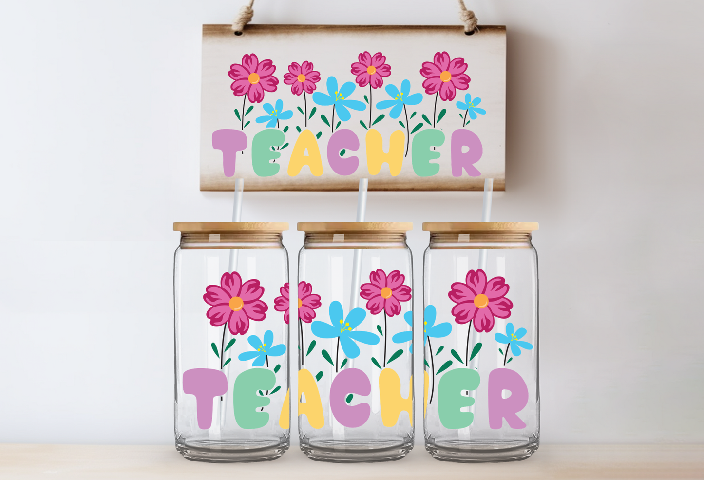 UVDTF 16oz CUP WRAP - Teacher Flowers