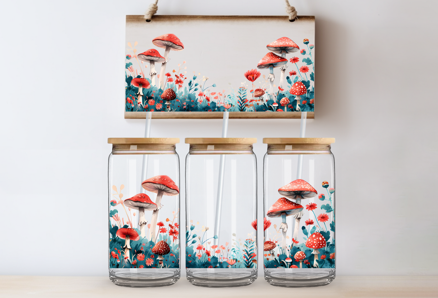 UVDTF 16oz CUP WRAP -Whimsical Mushroom Garden