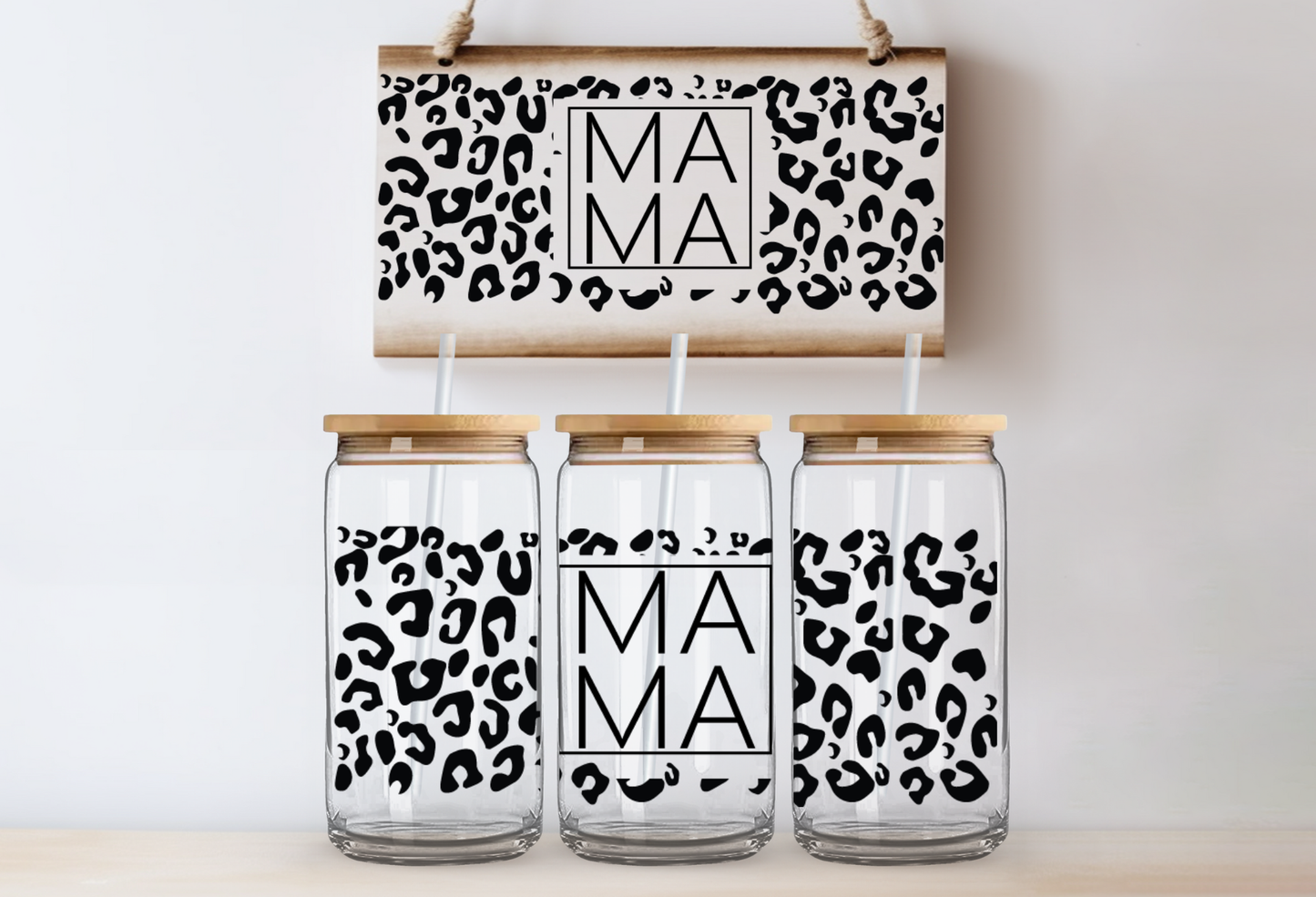 UVDTF 16oz CUP WRAP -Mama Leopard