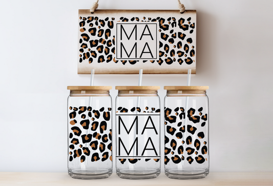 UVDTF 16oz CUP WRAP -Mama Neutral Leopard
