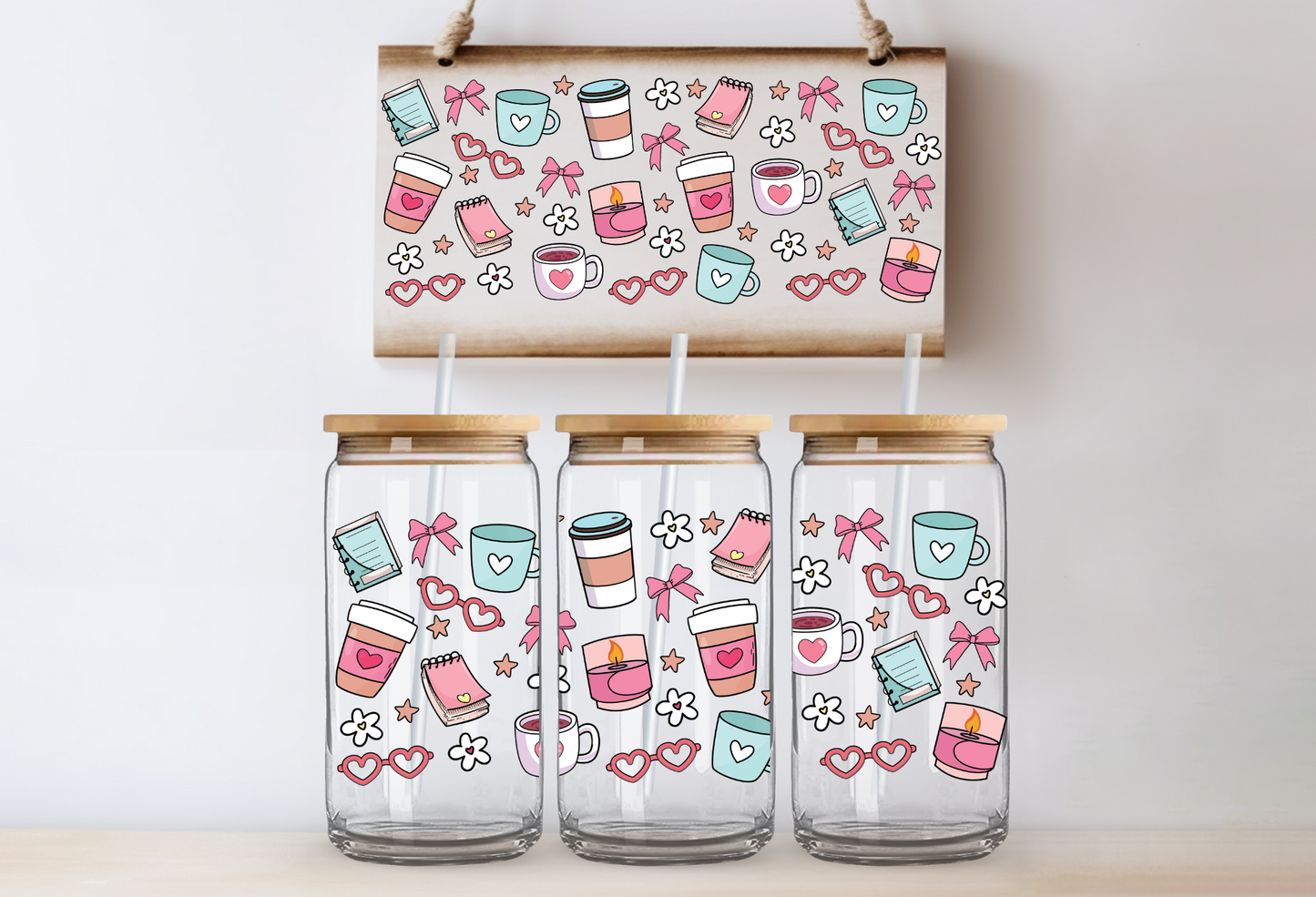 UVDTF 16oz CUP WRAP -Cozy Self-Care Doodle