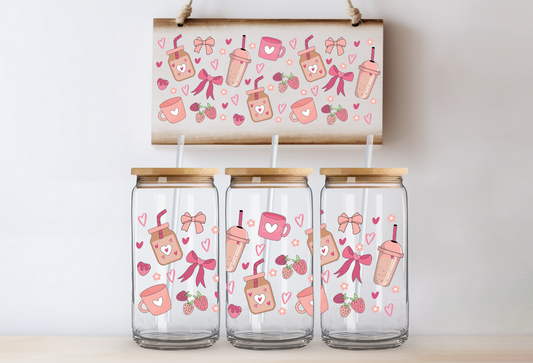 UVDTF 16oz CUP WRAP -Strawberry Coffee Cutie Wrap