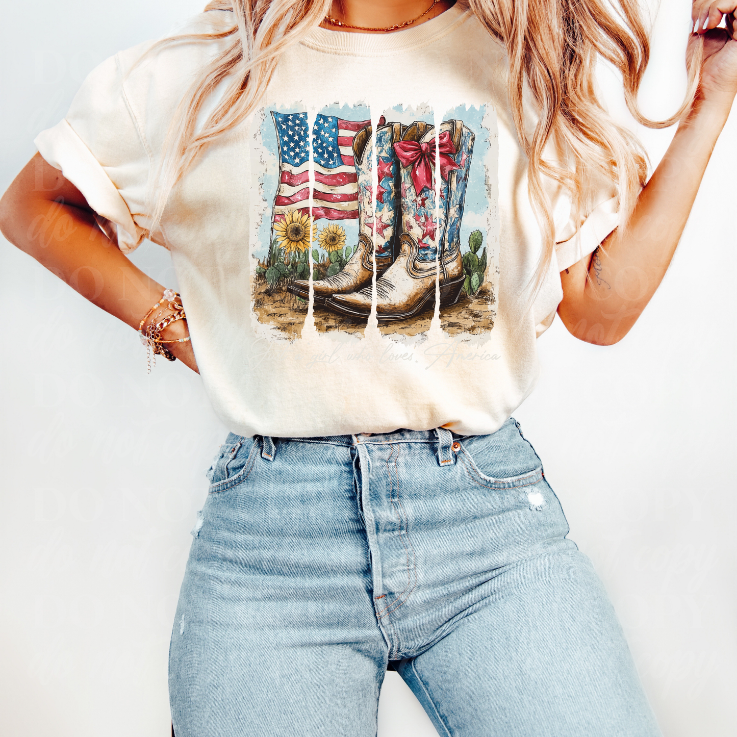 Cowgirl Boots-patriotic sunflowers