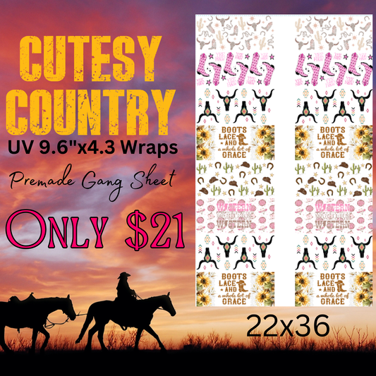 22x36 Cutesy Country Premade UV DTF