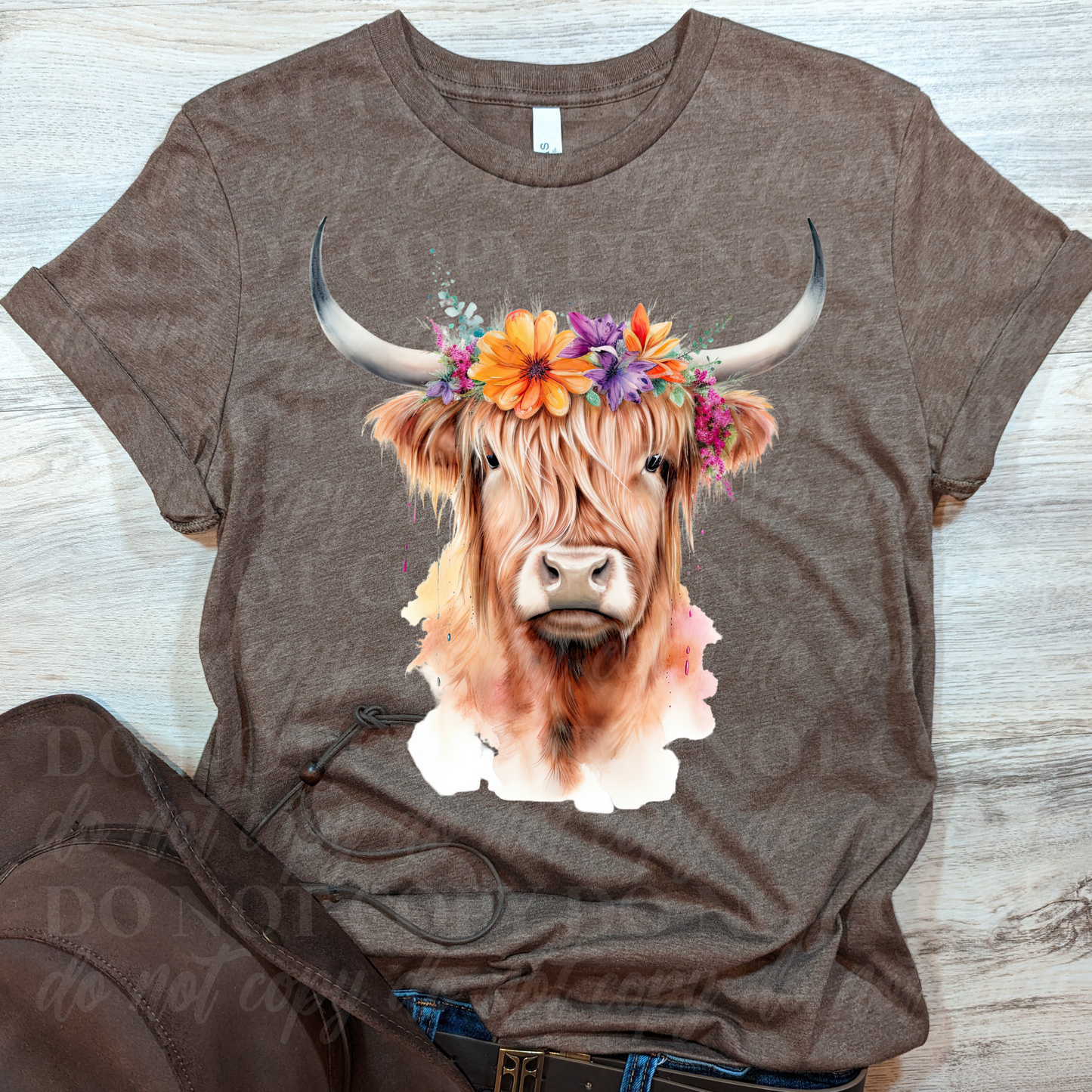 Cow Orange Purple Fowers
