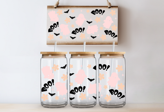 Pink Ghosts & Boo UVDTF 16oz Cup Wrap