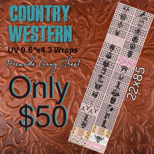 22x85 Country Western Premade UV DTF