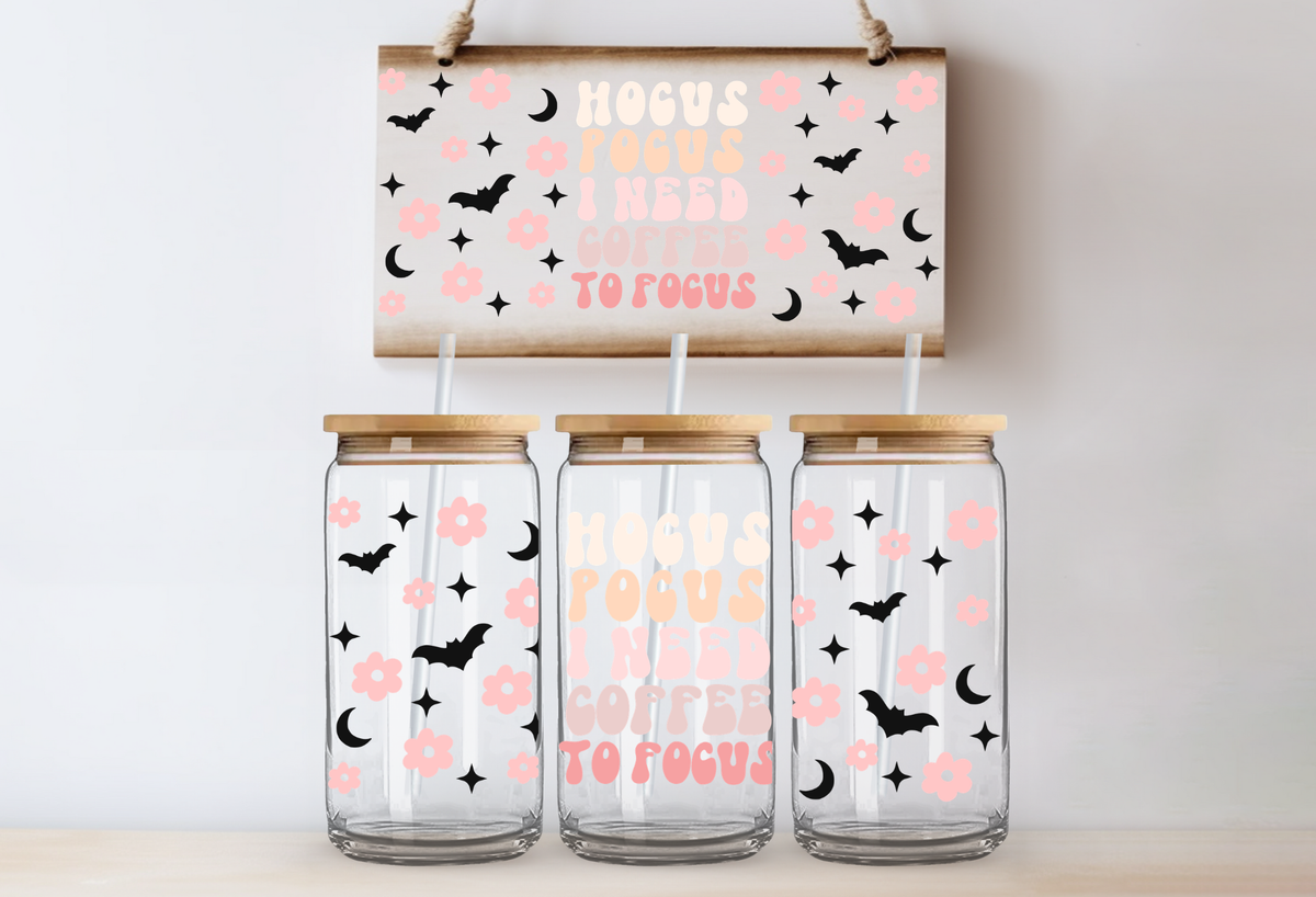 HP I Need Coffee to Focus UVDTF 16oz Cup Wrap