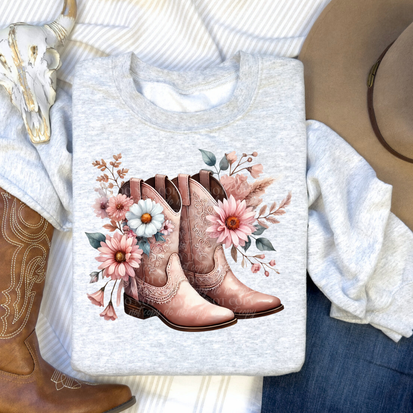 Pink Cowgirl Boots Flowers