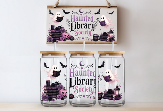 Haunted Library Society UVDTF 16oz Cup Wrap