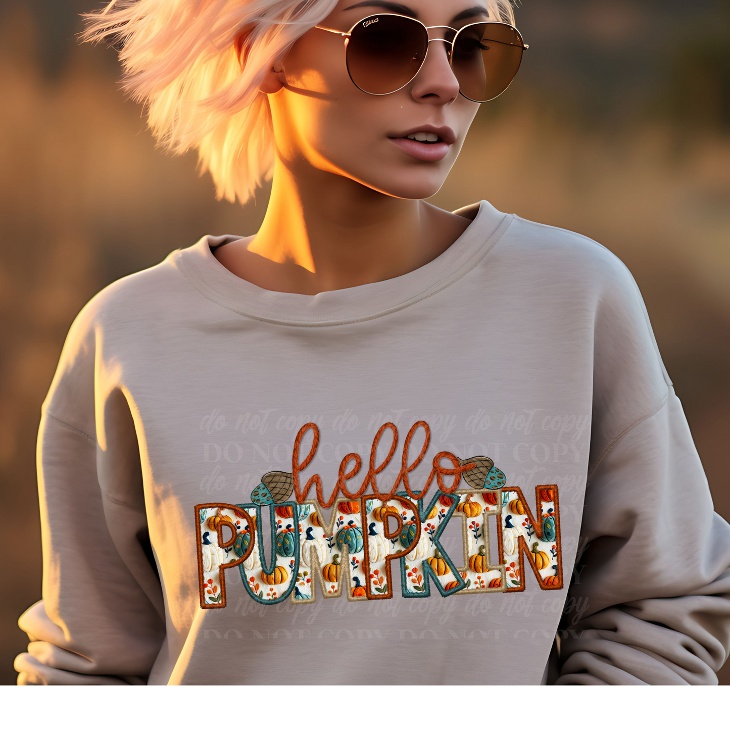 Hello Pumpkin- Faux Embroidery