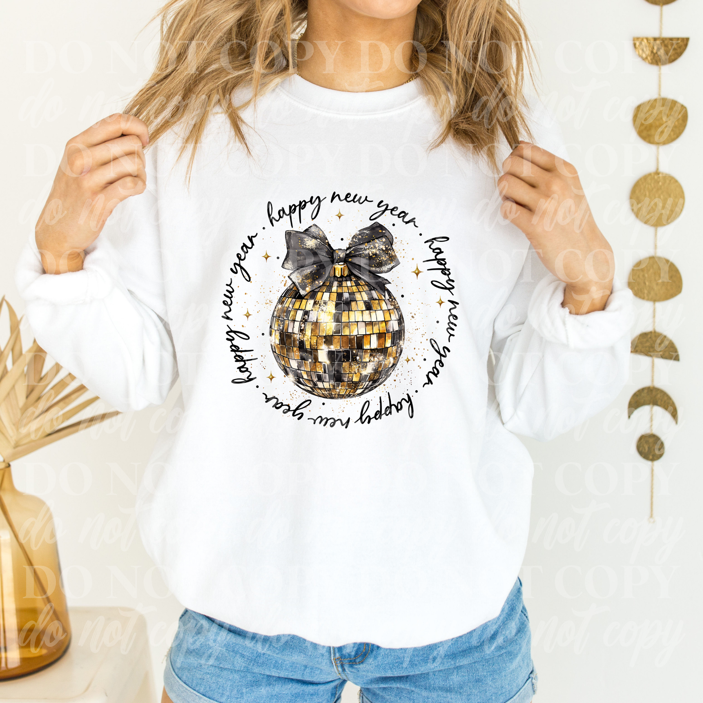 Happy New -Black and Gold Disco Ball