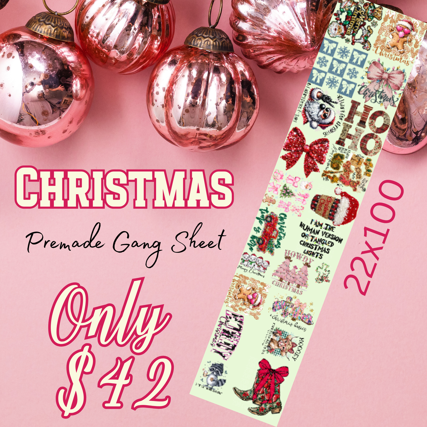 22x100 Christmas Premade DTF