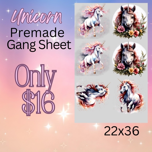 22x36 Unicorn Premade DTF