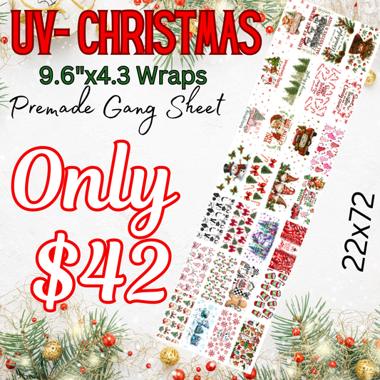 22x72 Christmas Cup Wraps Premade UV DTF