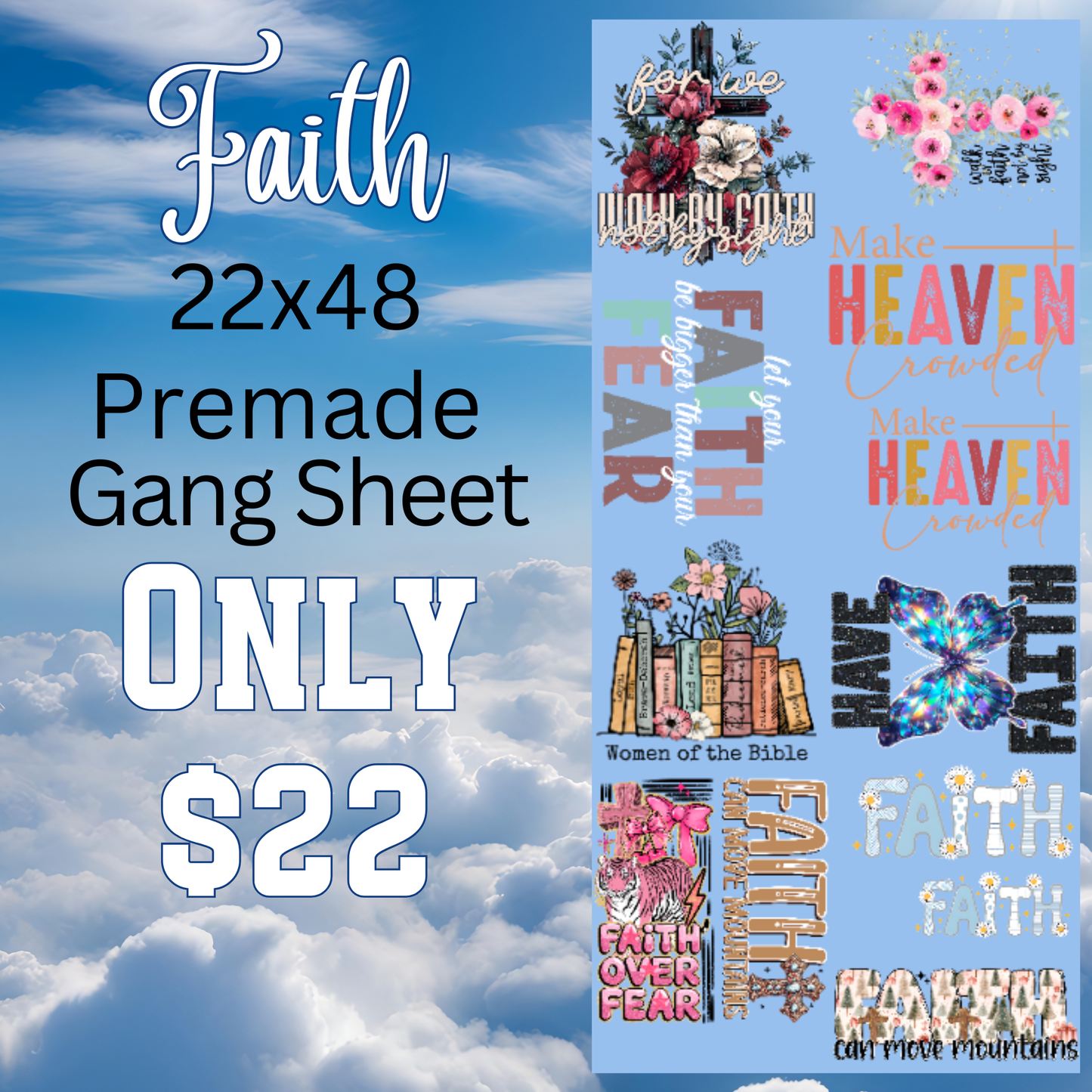 22x48 Faith Premade DTF