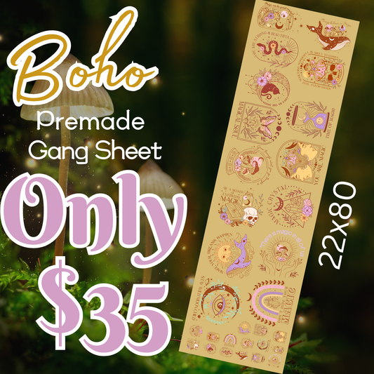 22x80 Boho Premade Gang Sheet