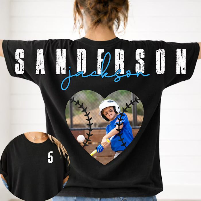 Baseball/Softball Heart Photo Across the Back